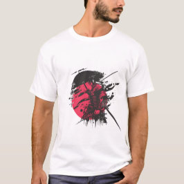 Camiseta de Arte de Tinta do Samurai Vermelho | Ka