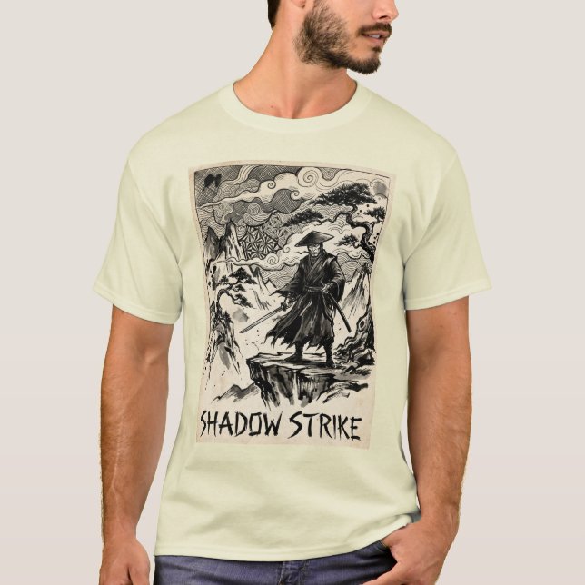 Camiseta de Arte de Tinta Samurai Shadow Strike (Frente)