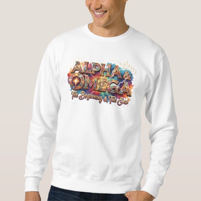 Camiseta de arte de tipografia cristã Alpha & Omeg (Frente)