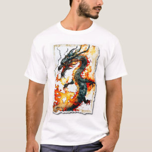 Camiseta de Arte do Dragão Fiery