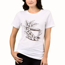 Camiseta de Arte em Linha do Café Lover - Humor Cr