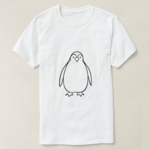 Camiseta de Arte em Linha Minimalista do Pinguim
