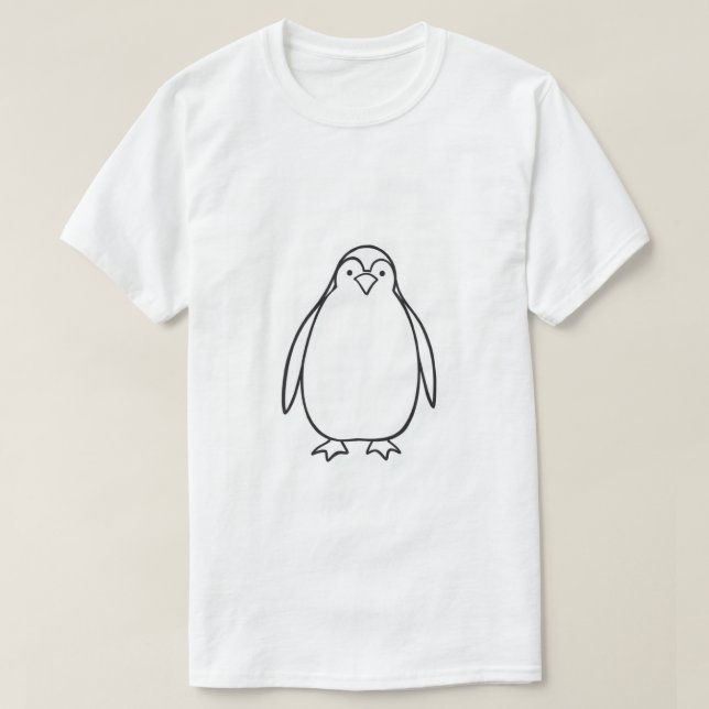 Camiseta de Arte em Linha Minimalista do Pinguim (Frente do Design)