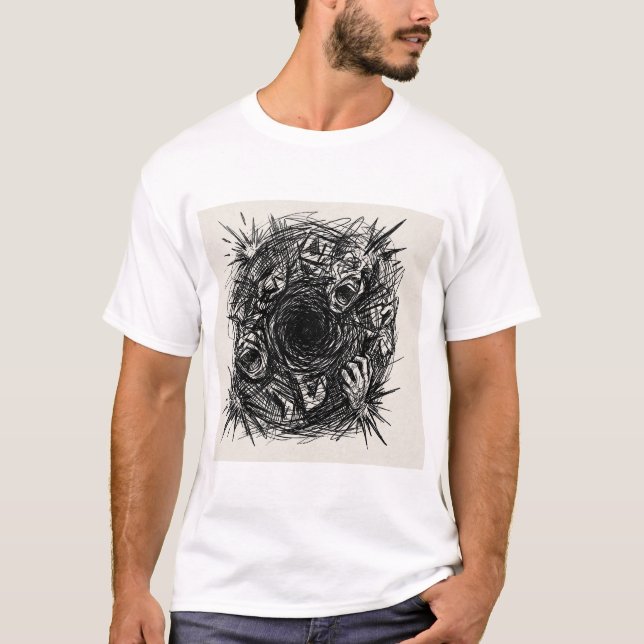 Camiseta de Arte Esboço do Vazio Gritante (Frente)