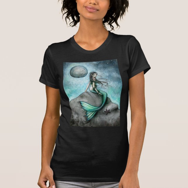 Camiseta de Arte Fantasia de Sereia Gótica (Frente)