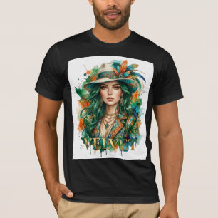Camiseta de arte fantasia retrato de mulher boho m
