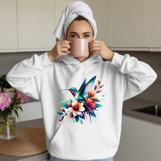 Camiseta de Arte Floral da Natureza com Beija-flor