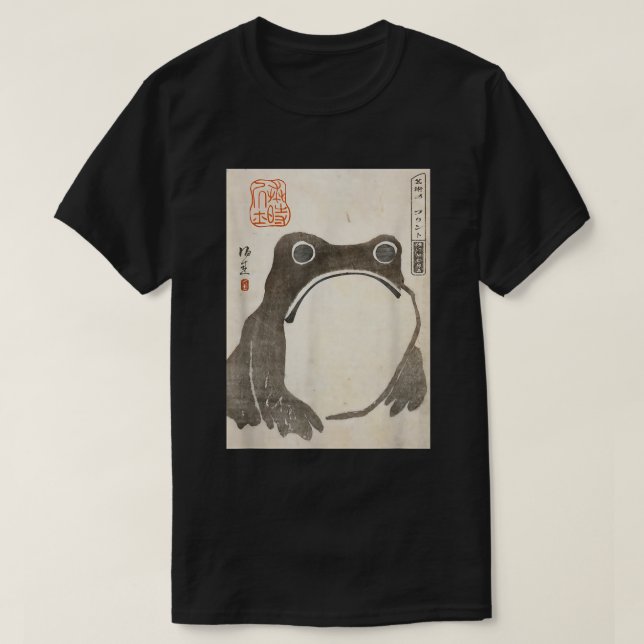 Camiseta de Arte Japonês com Sapo Mal-Humorado (Frente do Design)