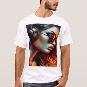 Camiseta de Arte Musical Cyberpunk – Garota DJ Neo