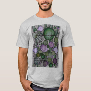 Camiseta de Arte Neurográfica Verde Violeta Abstra
