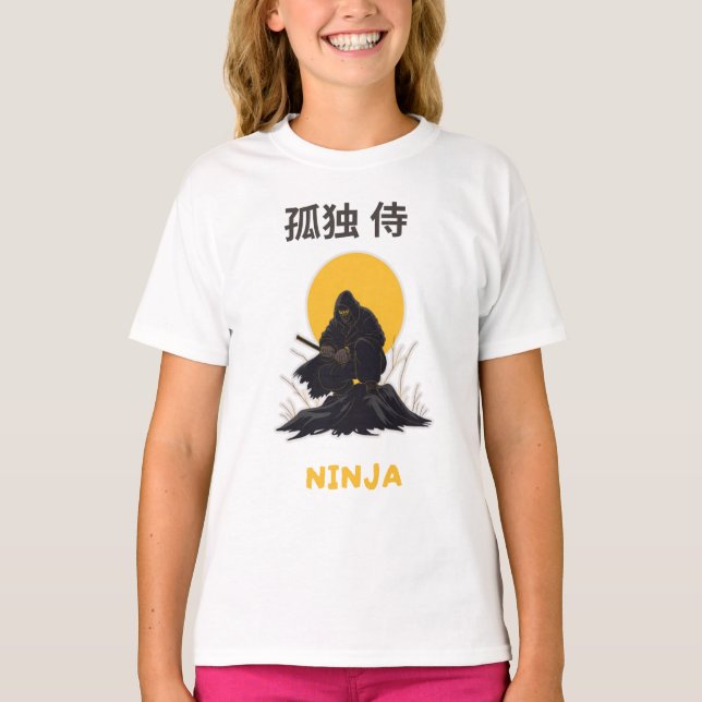 Camiseta de Arte Ninja Samurai Solitário (Frente)