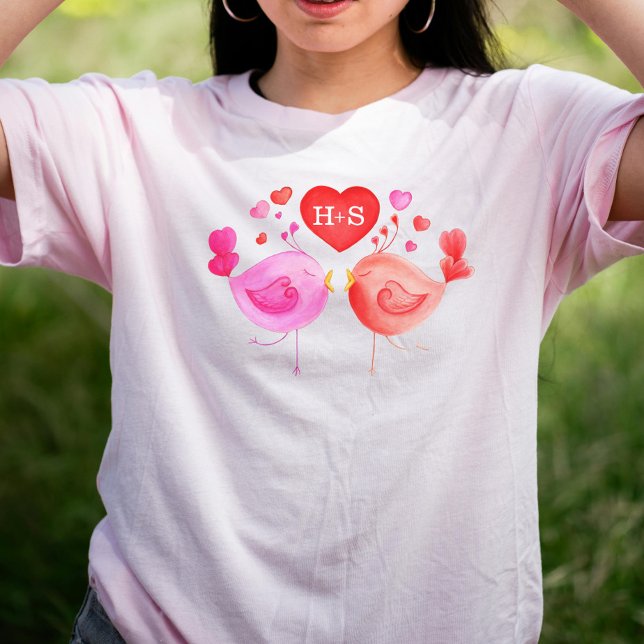 Camiseta de arte personalizada para aves de amor p (Criador carregado)