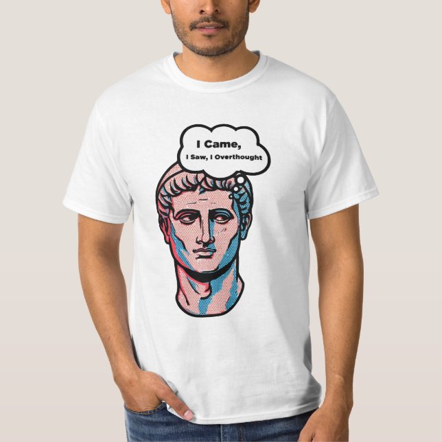 Camiseta de Arte Pop de Estátua Romana Engraçada e (Frente)