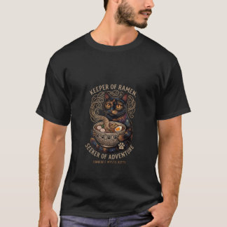 Camiseta de Arte Popular Gato Ramen Místico