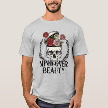 Camiseta de Arte Surrealista Floral de Crânio Mind