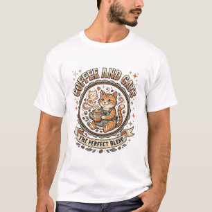 Camiseta De Arte Vetorial Vintage De Gato Café E G