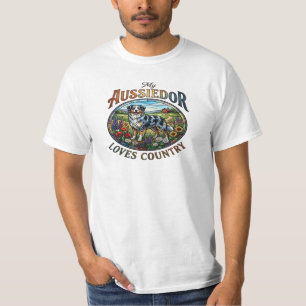 Camiseta de Arte Vintage Floral do Cão Pastor Aust