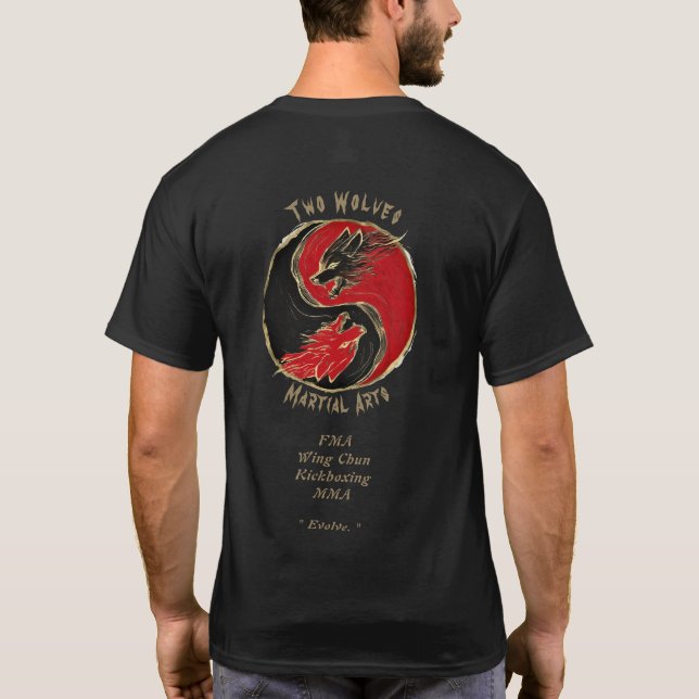 Camiseta de Artes Marciais de Dois Lobos (Verso)