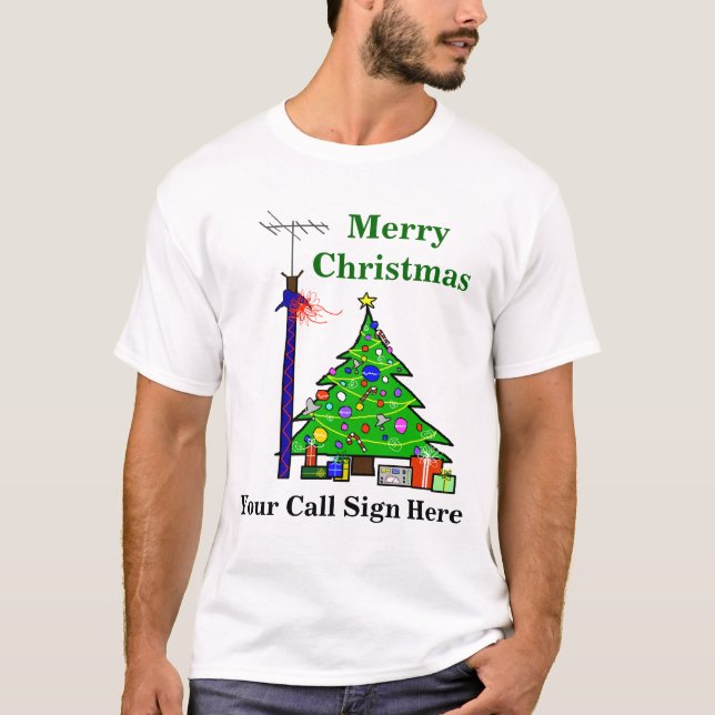 Camiseta de Árvore de Natal do Ham Radio (Frente)