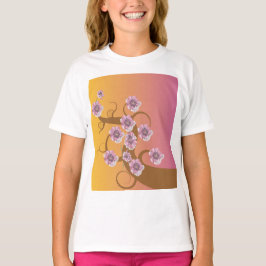 Camiseta de árvore espiral com flor