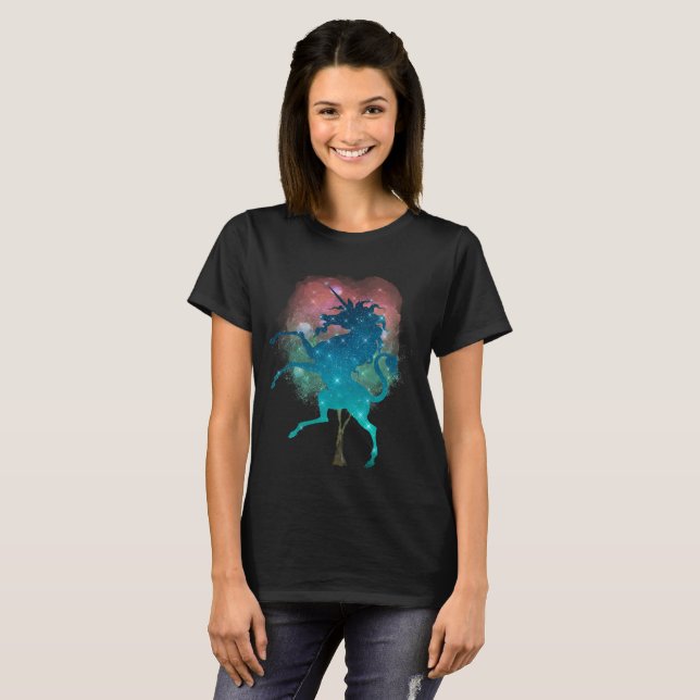 Camiseta de árvores mágicas e mulheres unicórnios (Frente Completa)