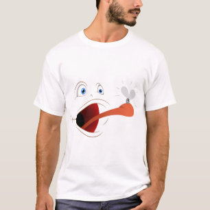 Camiseta de ataque de língua de rosto de desenho a