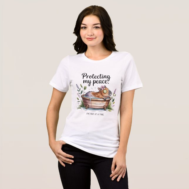 Camiseta de Autocuidado de Capivara Engraçada Prot (Frente Completa)