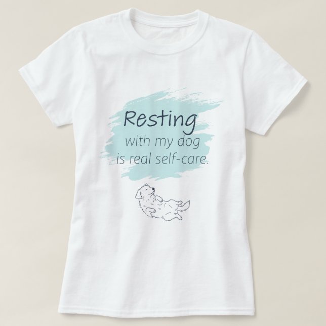 Camiseta de Autocuidado Ice Blue Golden Retriever (Frente do Design)