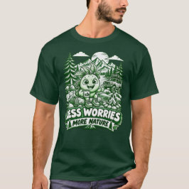 Camiseta de Aventura ao Ar Livre Menos Preocupaçõe