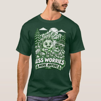 Camiseta de Aventura ao Ar Livre Menos Preocupaçõe
