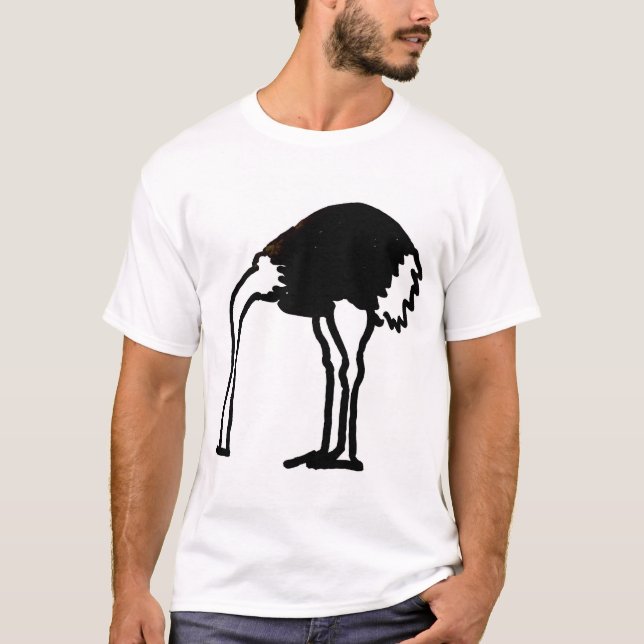 Camiseta de avestruz com cabeça na areia (Frente)