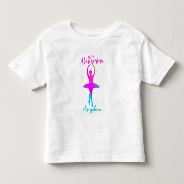 Camiseta de Bailarina Personalizada Rosa Turquesa (Frente)