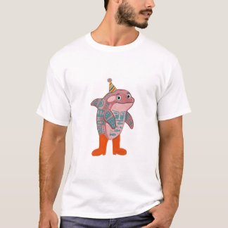 Camiseta de Baleia Orca Fofa com Chapéu de Festa