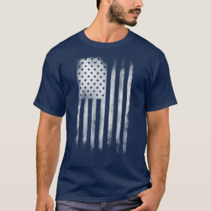 Camiseta de Bandeira Americana Enrugada para Homen
