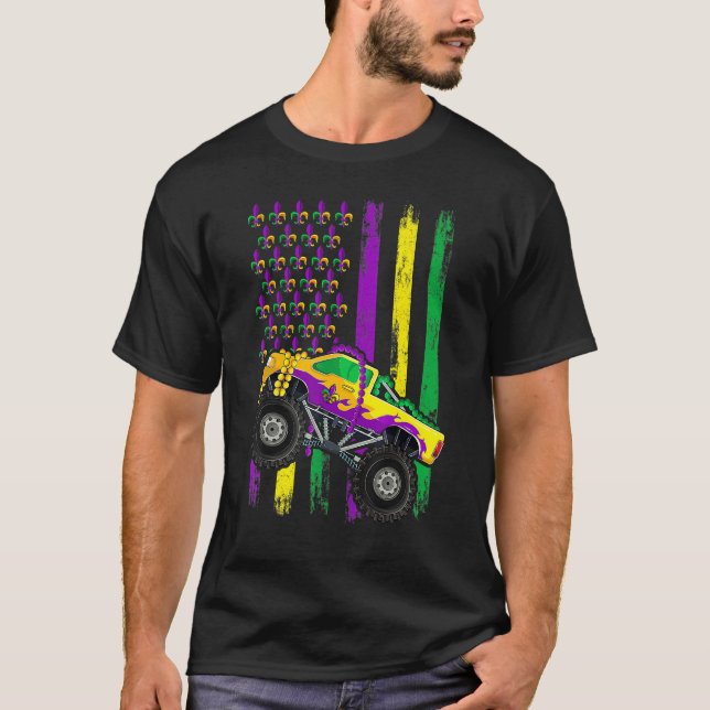 Camiseta de Bandeira de Contas de Caminhão Monstro (Frente)