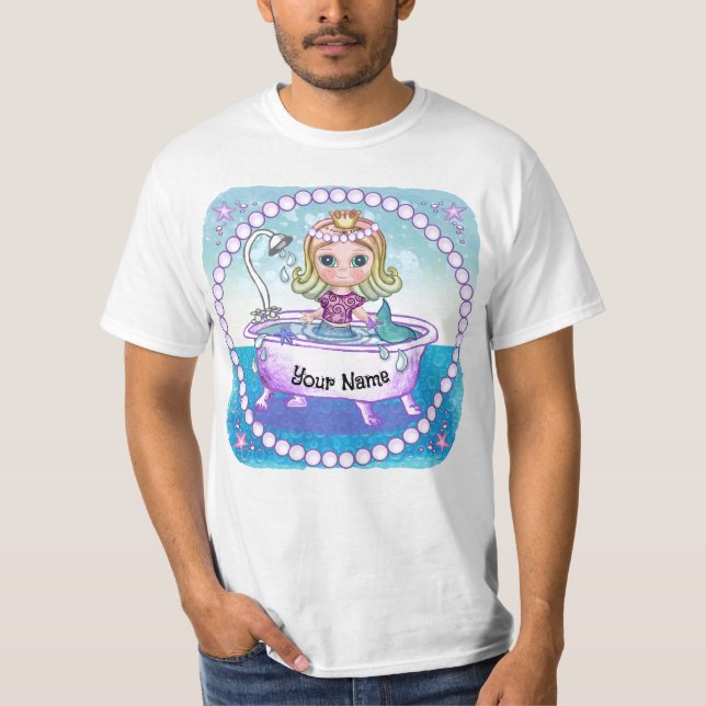 Camiseta de Banho de Sereia Feliz (Frente)