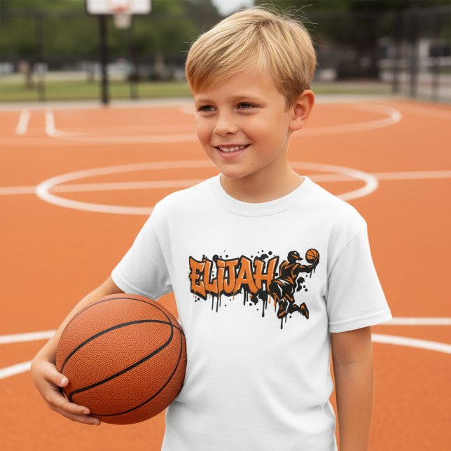 Camiseta de Basquete Personalizada Elijah Graffiti (Elijah Personalized Basketball Graffiti T-Shirt)
