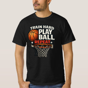 Camiseta de Basquete Treine Duro Jogue Bola Repita