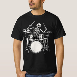 Camiseta de Baterista Esqueleto Engraçada Música d