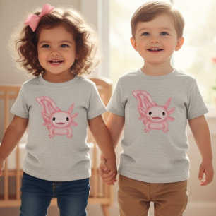 Camiseta de Bebê Adorável Axolote Rosa para Crianç
