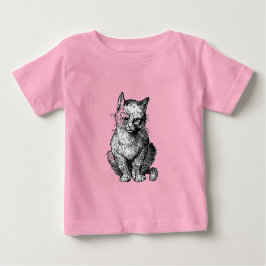 Camiseta de bebê animal gato fofo rabugento