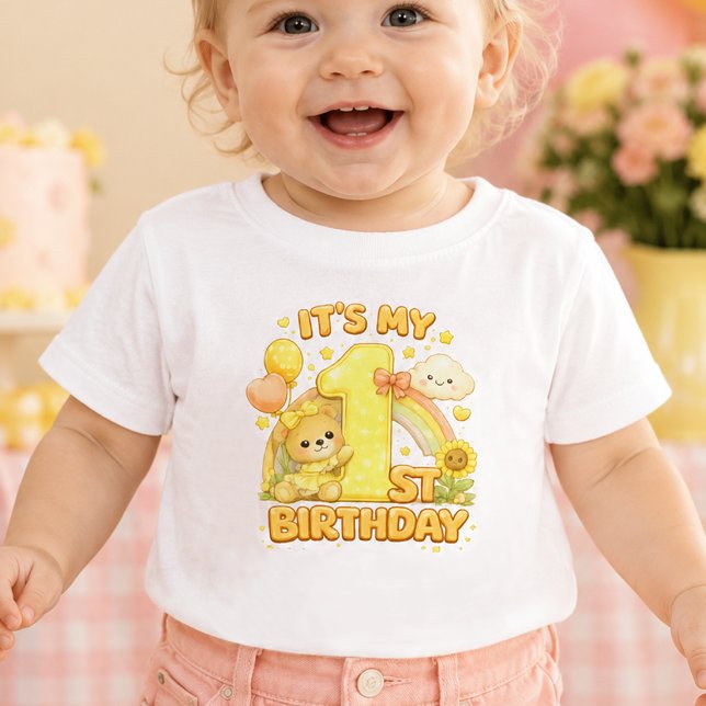 Camiseta de Bebê Aniversário de 1 Ano | Tema Amare (Criador carregado)