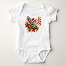 Camiseta de Bebê Beija-Flor de Natal Ho Ho