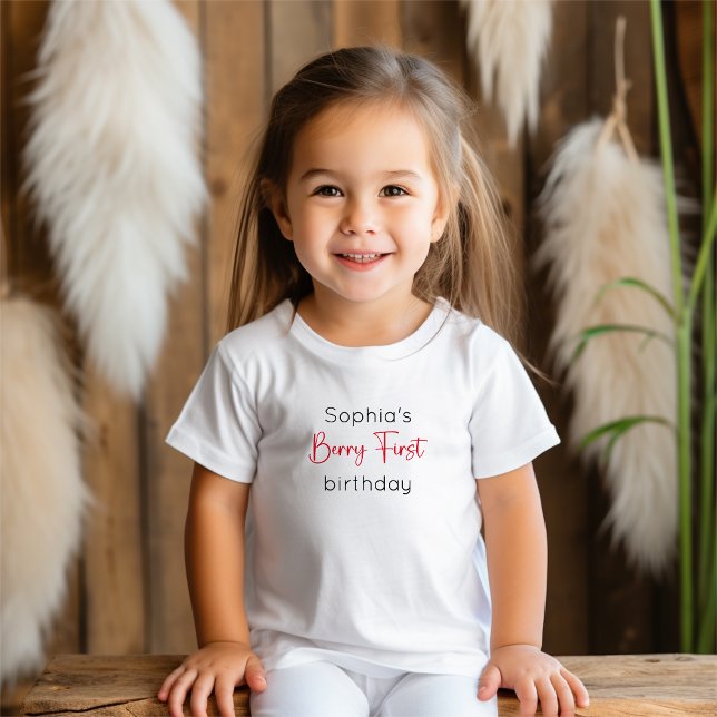 Camiseta de bebê Berry First Morango 1º Aniversári (Criador carregado)