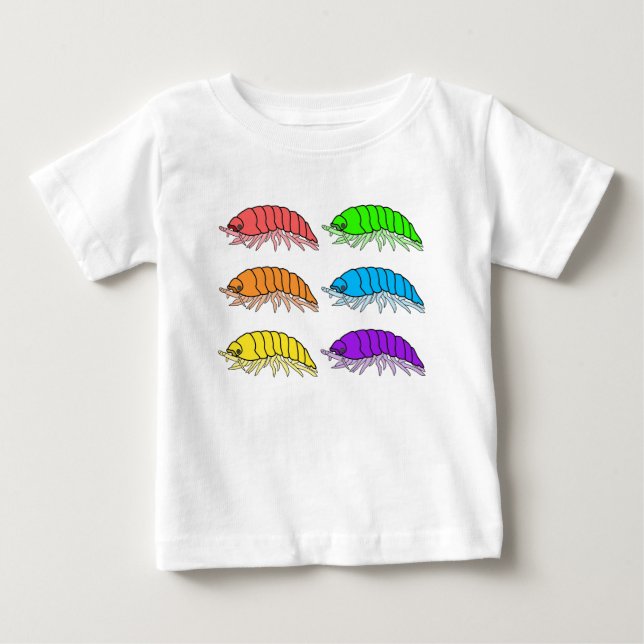Camiseta de Bebê - Bicho-Bola Arco-Íris (branco) (Frente)