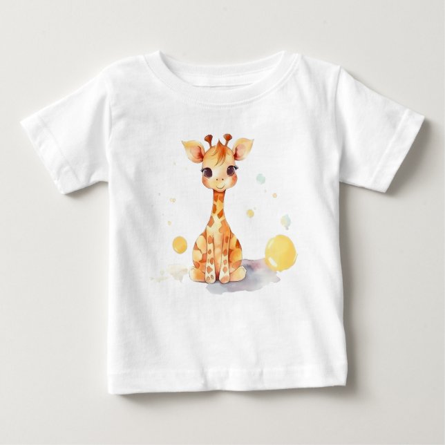 Camiseta de Bebê Bonita Girafa Bebê (Frente)
