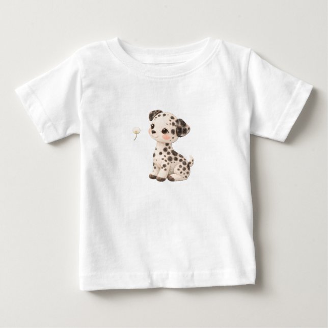 Camiseta de Bebê Cachorrinho – Bebês Fofos Manchad (Frente)