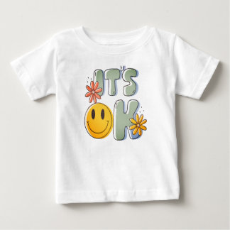 Camiseta de Bebê Cara Sorridente Retro "TÁ TUDO BE