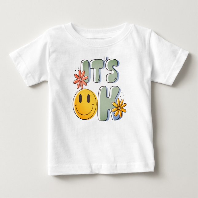 Camiseta de Bebê Cara Sorridente Retro "TÁ TUDO BE (Frente)