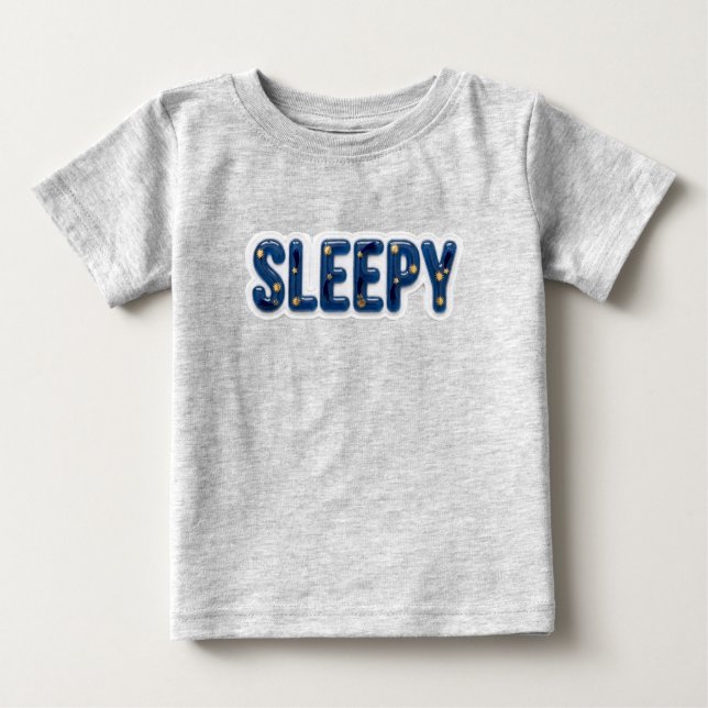 Camiseta de bebê celestial sonolento com brilho 3D (Frente)